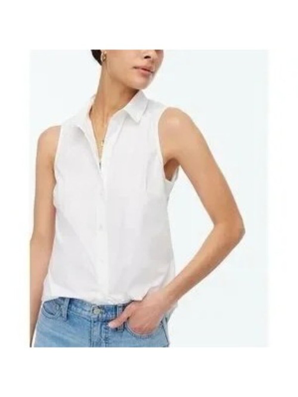 J.Crew Sleeveless White Cotton Poplin Button Down Top Shirt Size Small NWT - Picture 6 of 6
